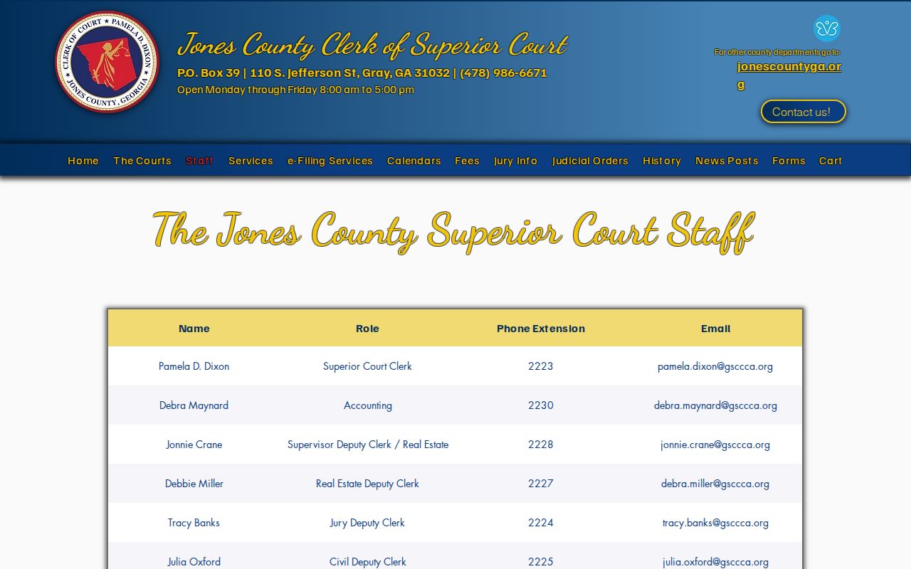 Jones County Clerk staff and division information