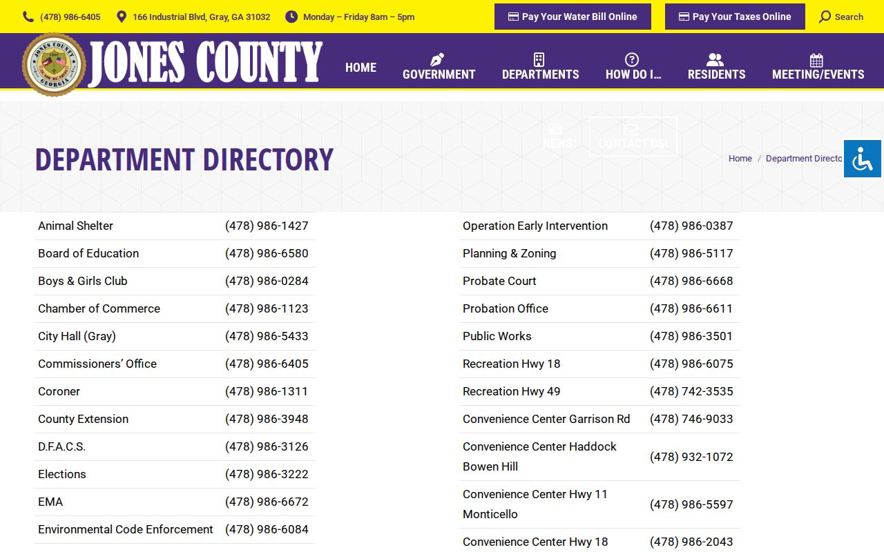 Jones County government court directory