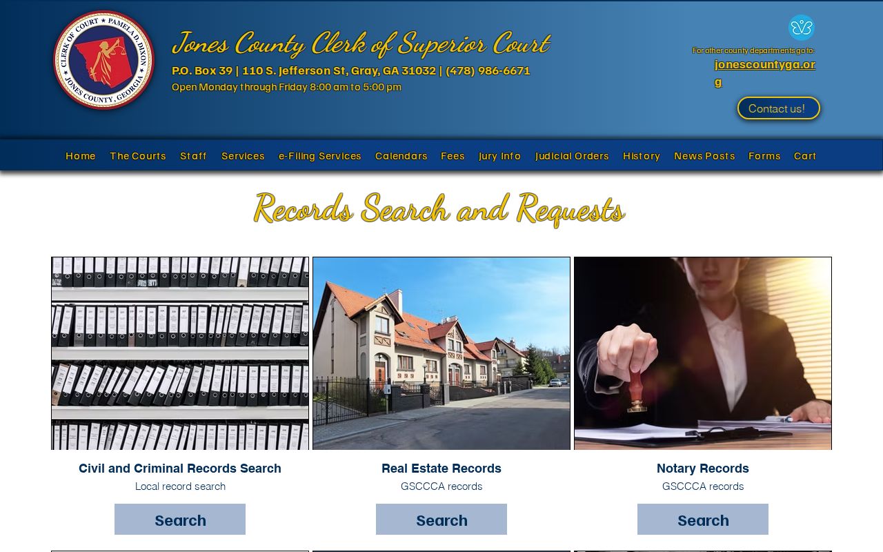 Jones County Clerk records search and request options