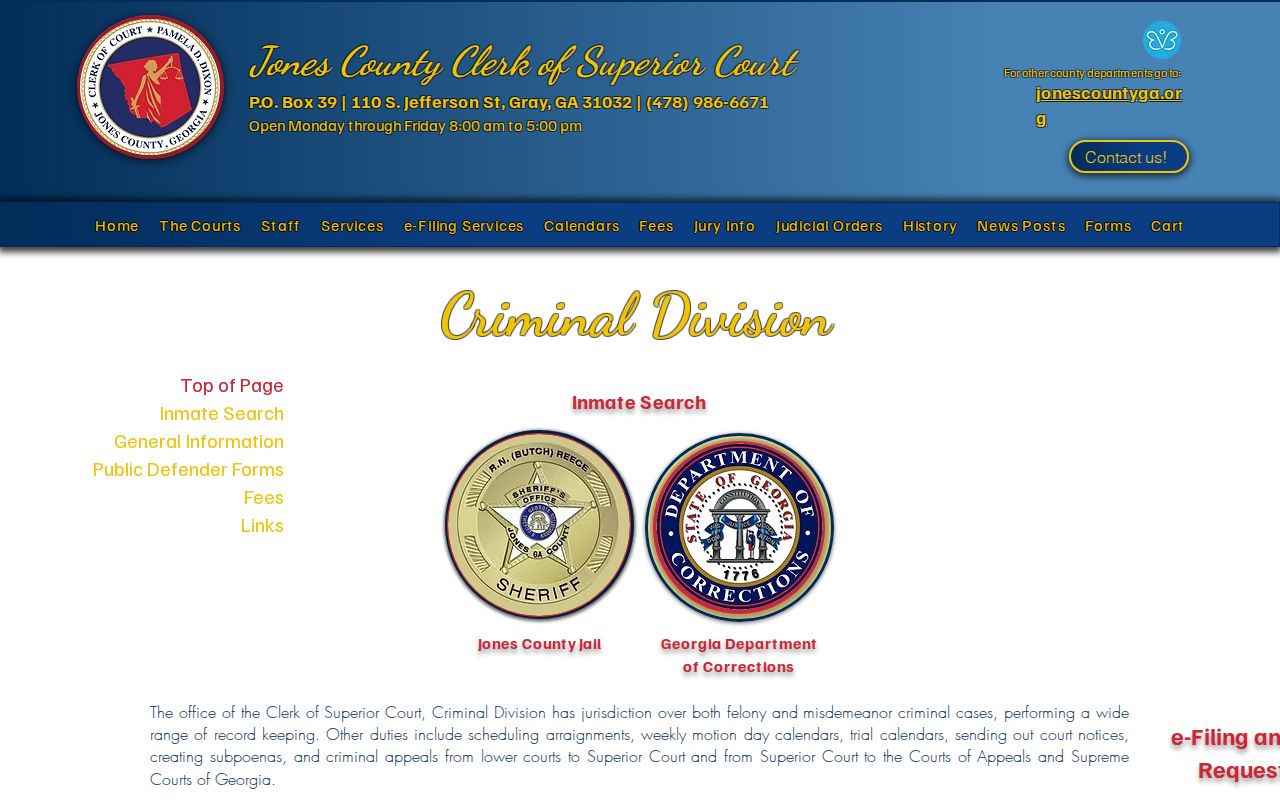 Jones County criminal court docket Criminal Division