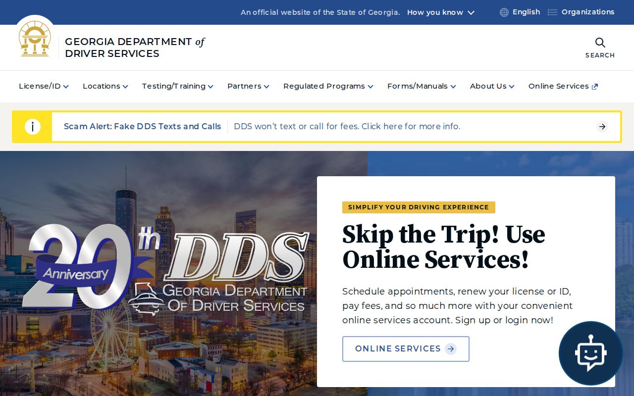 Georgia Department of Driver Services home page